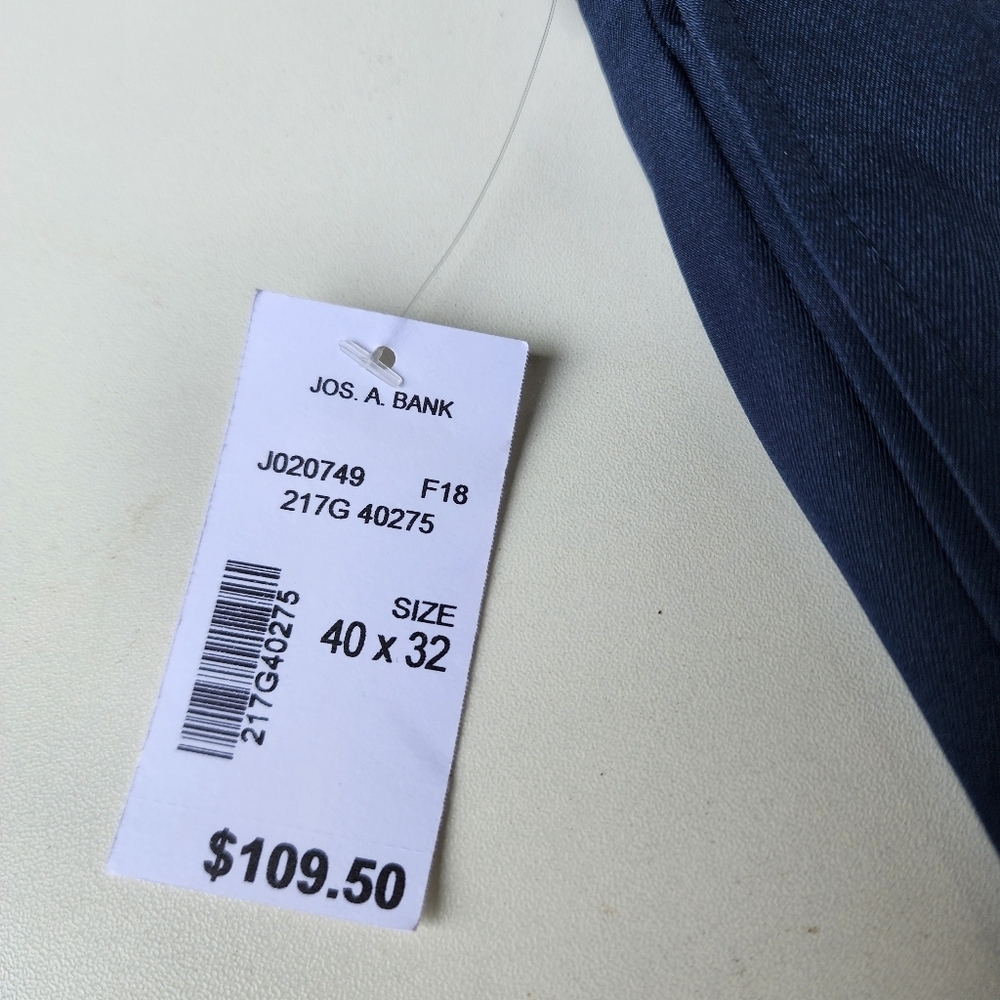 NWT $109 Jos A Bank Traveler Tailored Fit Pants Men 40x32 Navy Blue Performance - Picture 6 of 13